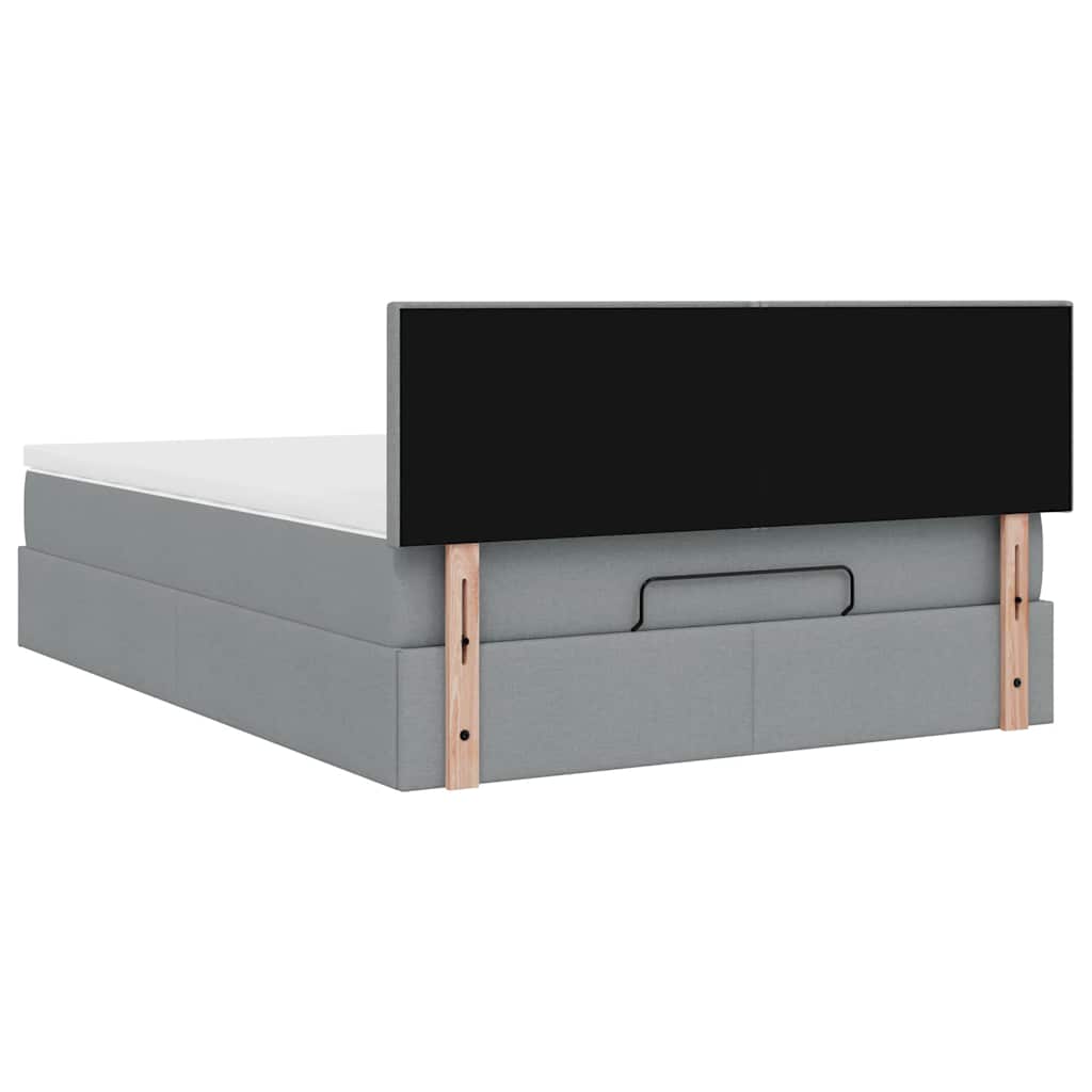 vidaXL Ottoman-Bett mit Matratze & LEDs Hellgrau 140x200 cm Stoff