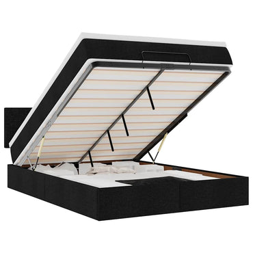 vidaXL Ottomane Bett mit Matratze & LEDs Schwarz 140x200 cm Stoff