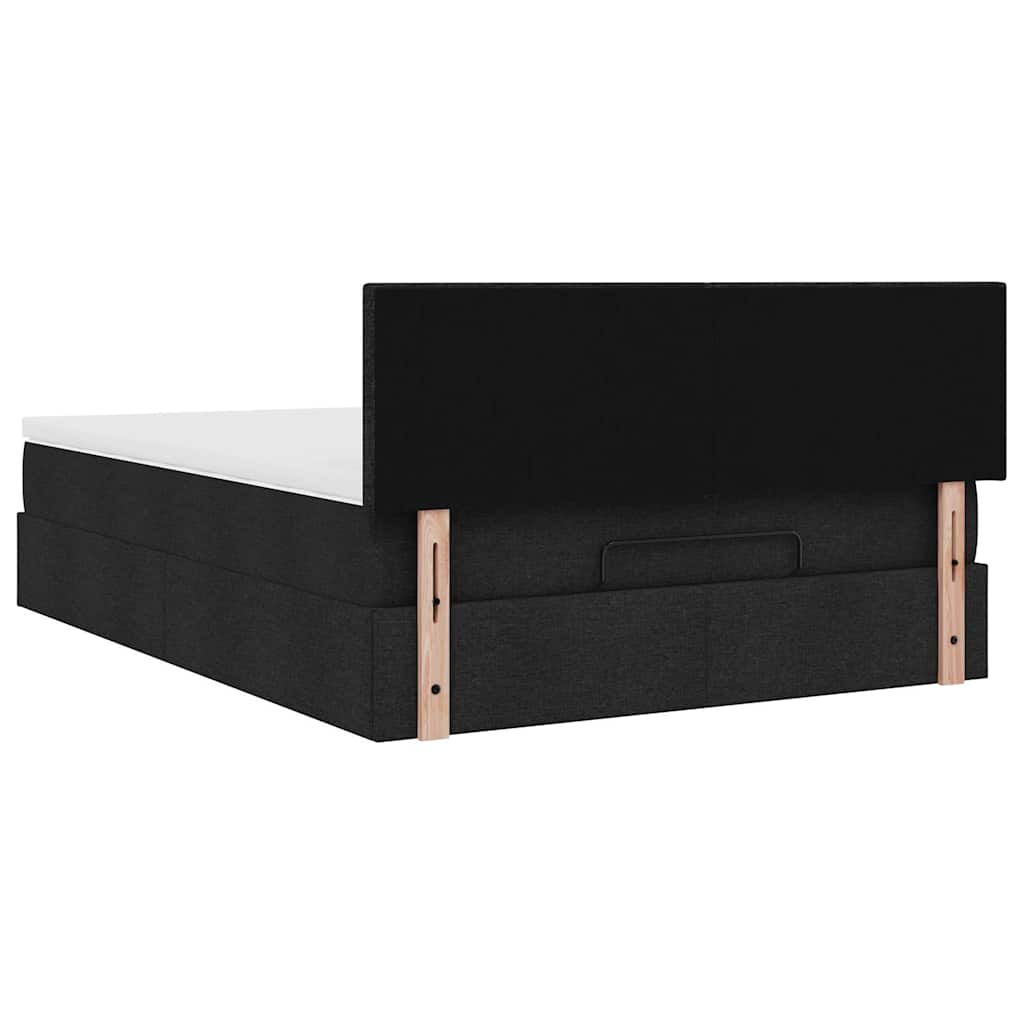 vidaXL Ottomane Bett mit Matratze & LEDs Schwarz 140x200 cm Stoff