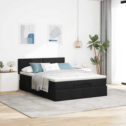 vidaXL Ottomane Bett mit Matratze & LEDs Schwarz 140x200 cm Stoff