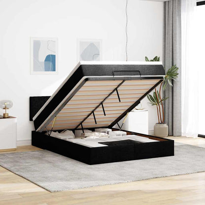 vidaXL Ottomane Bett mit Matratze & LEDs Schwarz 140x200 cm Stoff