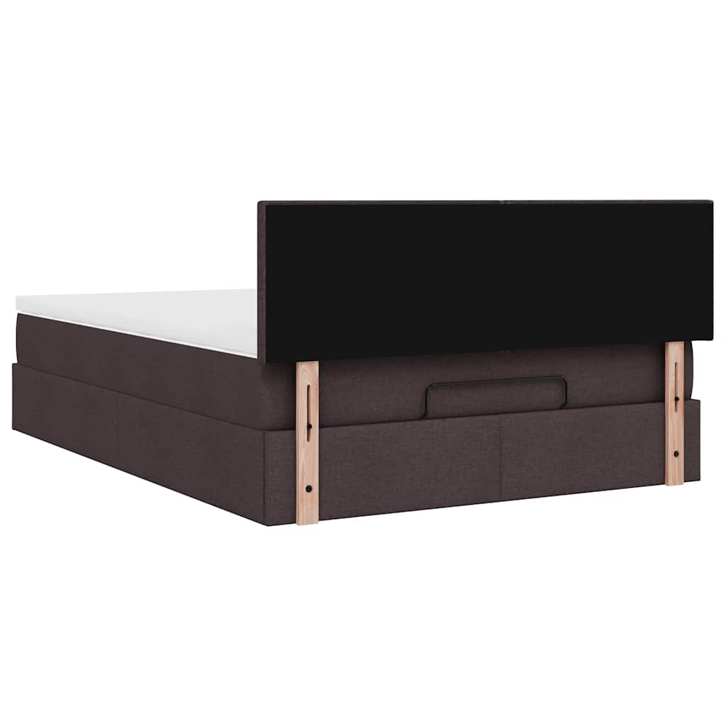 vidaXL Ottoman-Bett mit Matratze & LEDs Dunkelbraun 140x200 cm Stoff