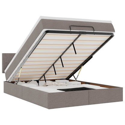 vidaXL Ottomane Bett mit Matratze & LEDs Taupe 140x200 cm Stoff