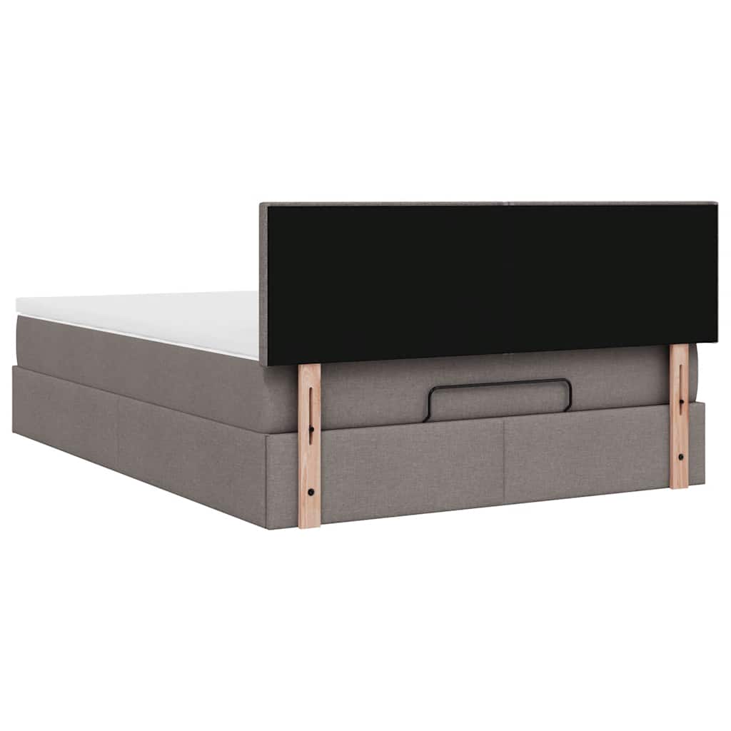 vidaXL Ottomane Bett mit Matratze & LEDs Taupe 140x200 cm Stoff