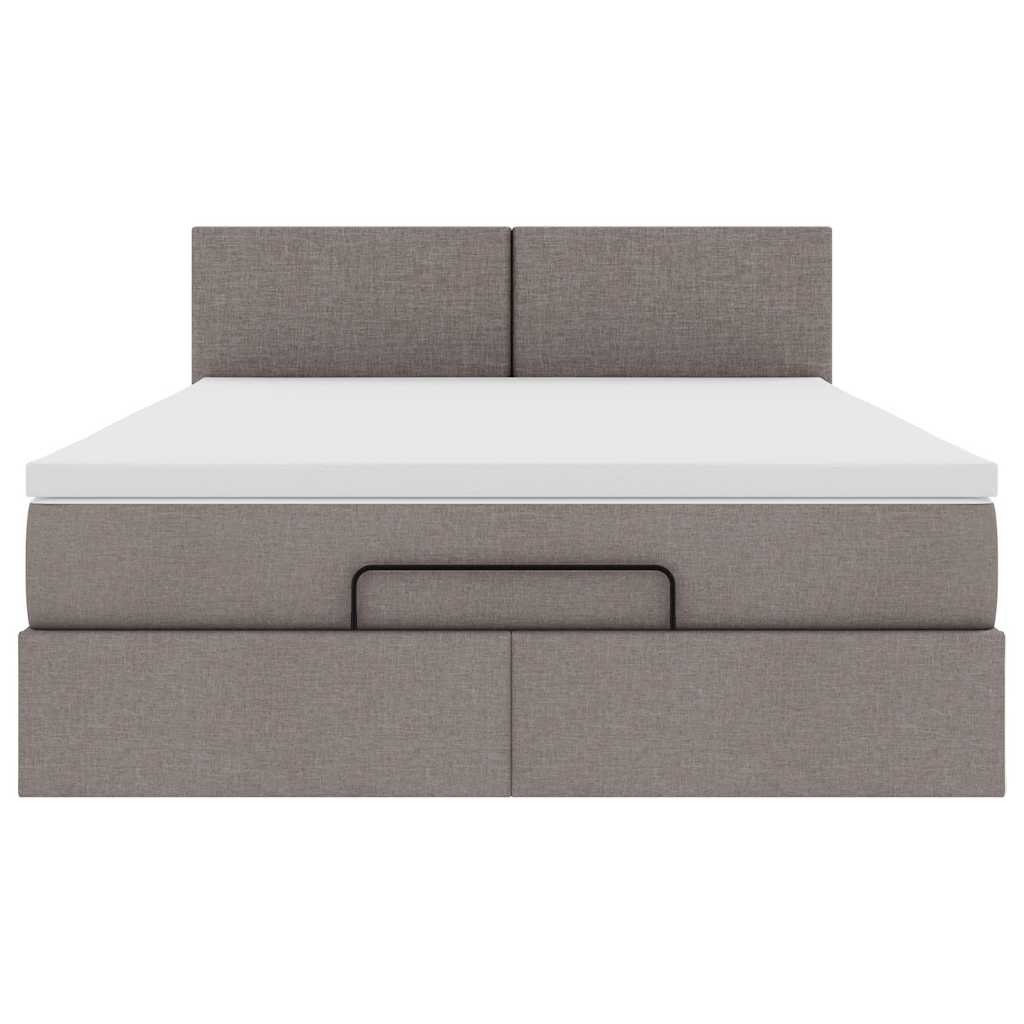 vidaXL Ottomane Bett mit Matratze & LEDs Taupe 140x200 cm Stoff