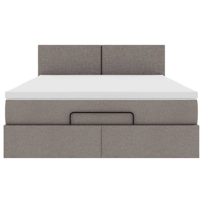 vidaXL Ottomane Bett mit Matratze & LEDs Taupe 140x200 cm Stoff