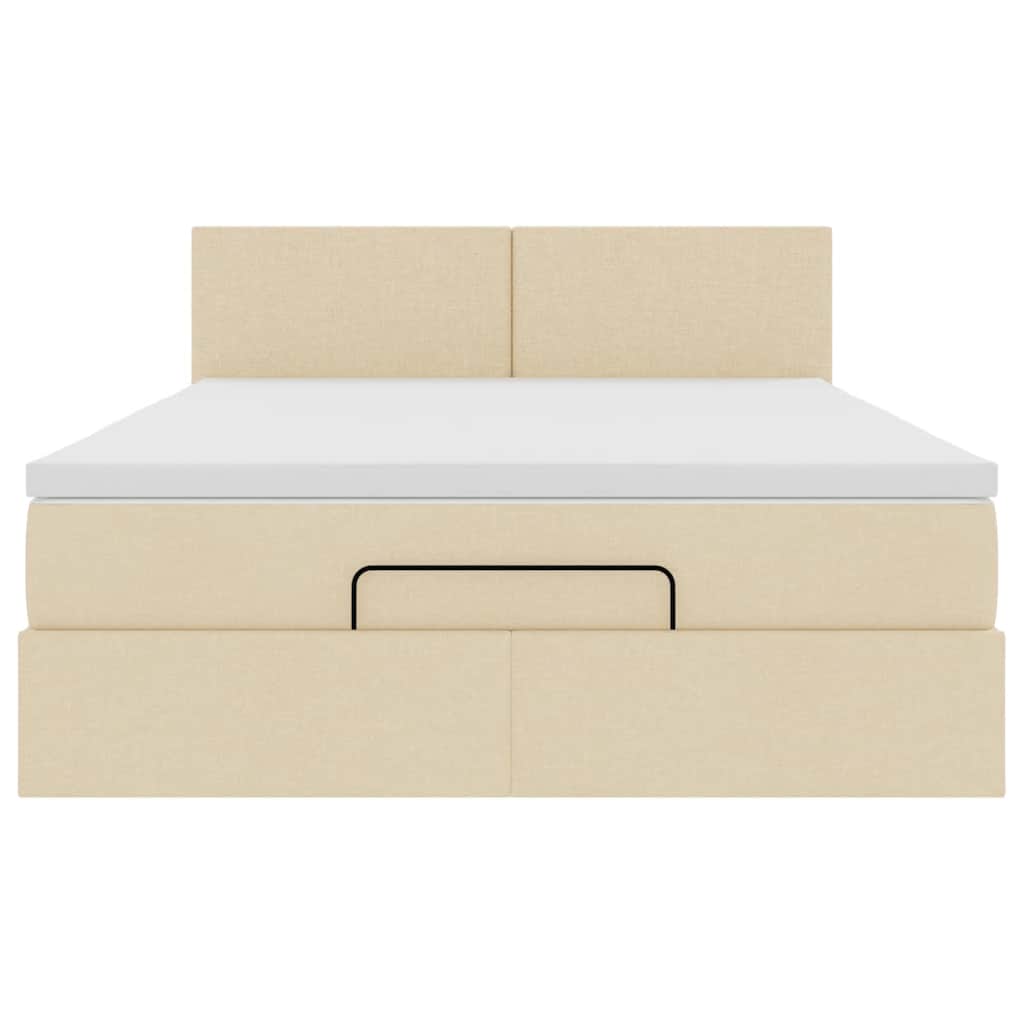 vidaXL Ottomane Bett mit Matratze & LEDs Creme 140x200 cm Stoff
