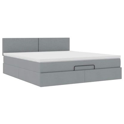 vidaXL Ottoman-Bett mit Matratze & LEDs Hellgrau 160x200 cm Stoff