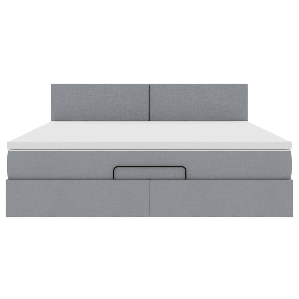 vidaXL Ottoman-Bett mit Matratze & LEDs Hellgrau 160x200 cm Stoff