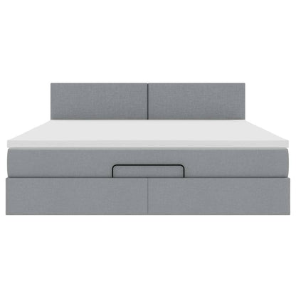 vidaXL Ottoman-Bett mit Matratze & LEDs Hellgrau 160x200 cm Stoff