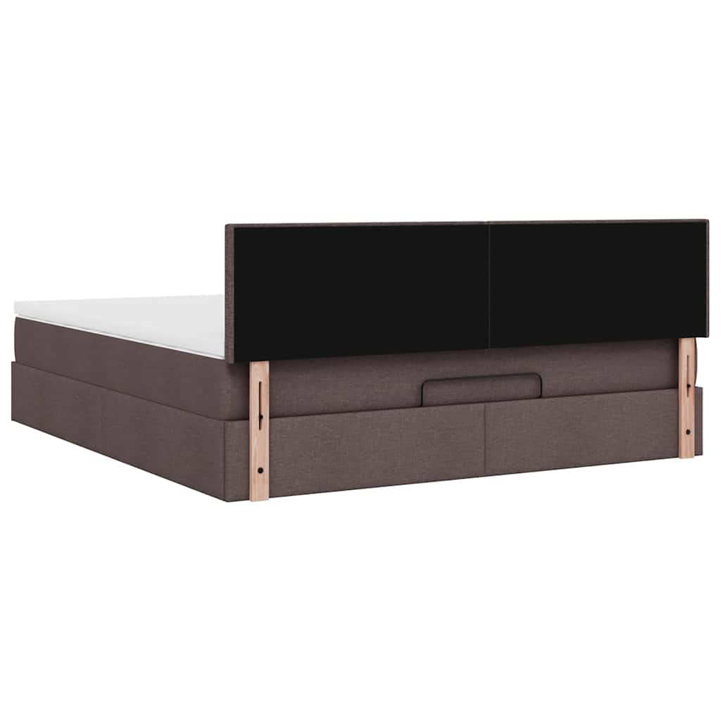 vidaXL Ottoman-Bett mit Matratze & LEDs Dunkelbraun 160x200 cm Stoff