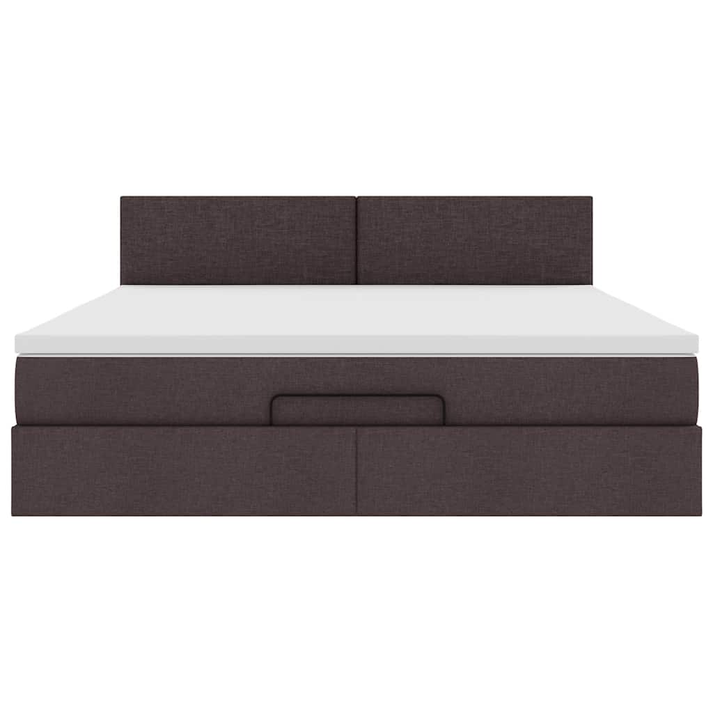 Ottoman-Bett mit Matratze & LEDs Dunkelbraun 160x200 cm Stoff