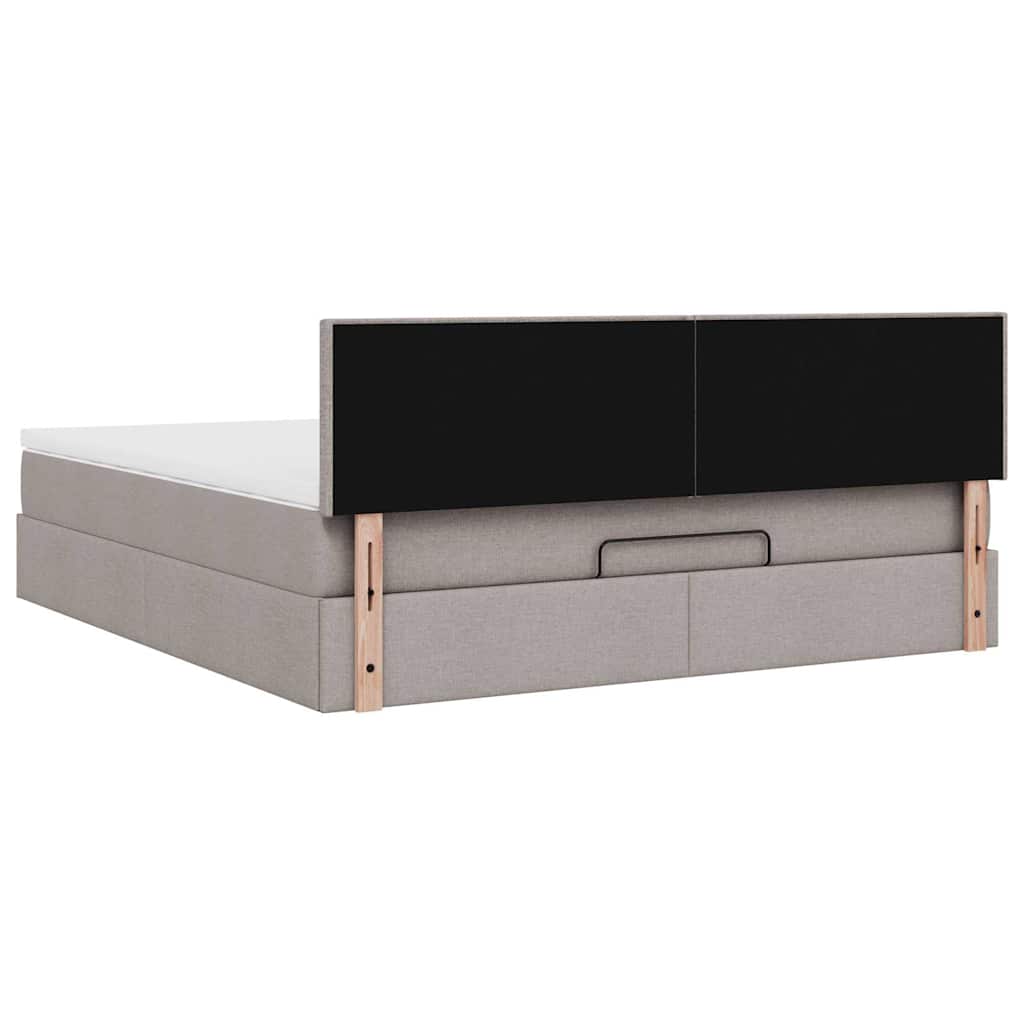 vidaXL Ottoman-Bett mit Matratze & LEDs Taupe 160x200 cm Stoff