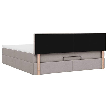 vidaXL Ottoman-Bett mit Matratze & LEDs Taupe 160x200 cm Stoff