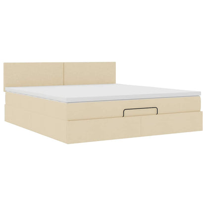 vidaXL Ottoman-Bett mit Matratze & LEDs Creme 160x200 cm Stoff