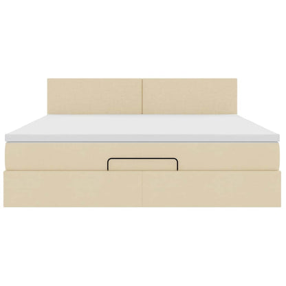 vidaXL Ottoman-Bett mit Matratze & LEDs Creme 160x200 cm Stoff