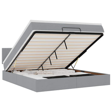 vidaXL Ottomane Bett mit Matratze & LEDs Hellgrau 180x200 cm Stoff