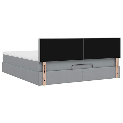 vidaXL Ottomane Bett mit Matratze & LEDs Hellgrau 180x200 cm Stoff