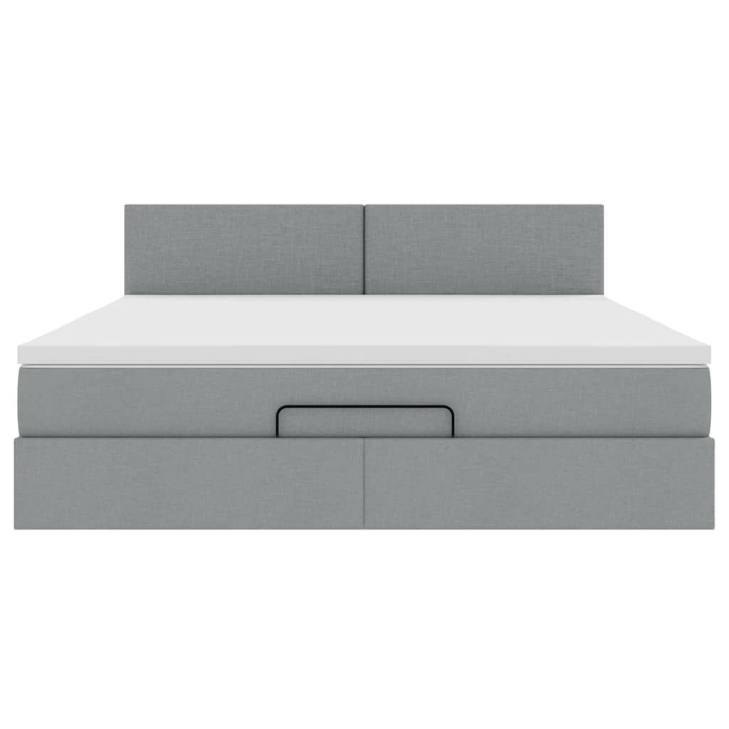 vidaXL Ottomane Bett mit Matratze & LEDs Hellgrau 180x200 cm Stoff