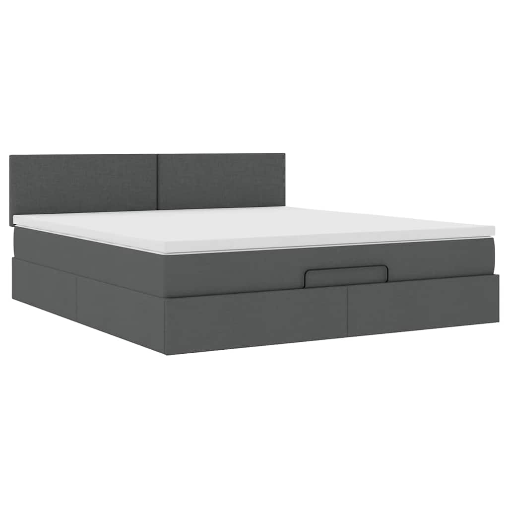 vidaXL Ottomane Bett mit Matratze & LEDs Dunkelgrau 180x200 cm Stoff