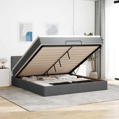 vidaXL Ottomane Bett mit Matratze & LEDs Dunkelgrau 180x200 cm Stoff