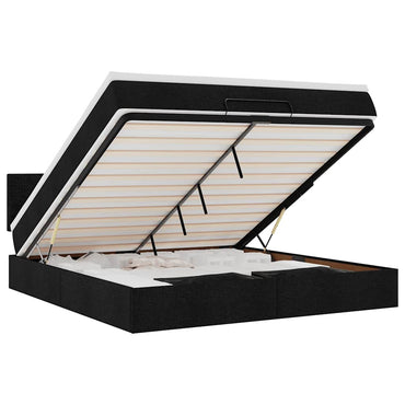 vidaXL Ottomane Bett mit Matratze & LEDs Schwarz 180x200 cm Stoff