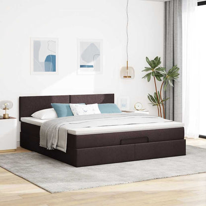 vidaXL Ottomane Bett mit Matratze & LEDs Dunkelbraun 180x200 cm Stoff
