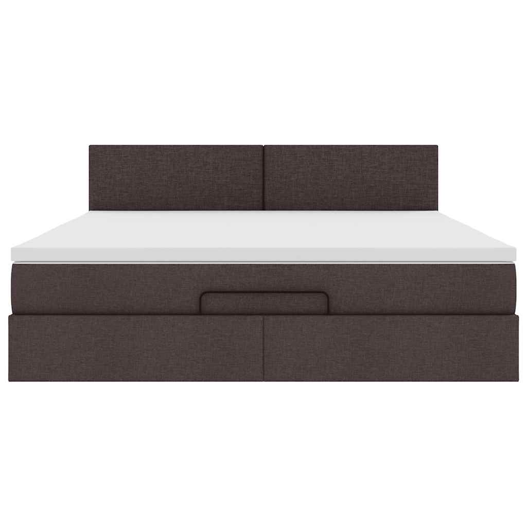 vidaXL Ottomane Bett mit Matratze & LEDs Dunkelbraun 180x200 cm Stoff