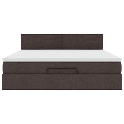 vidaXL Ottomane Bett mit Matratze & LEDs Dunkelbraun 180x200 cm Stoff