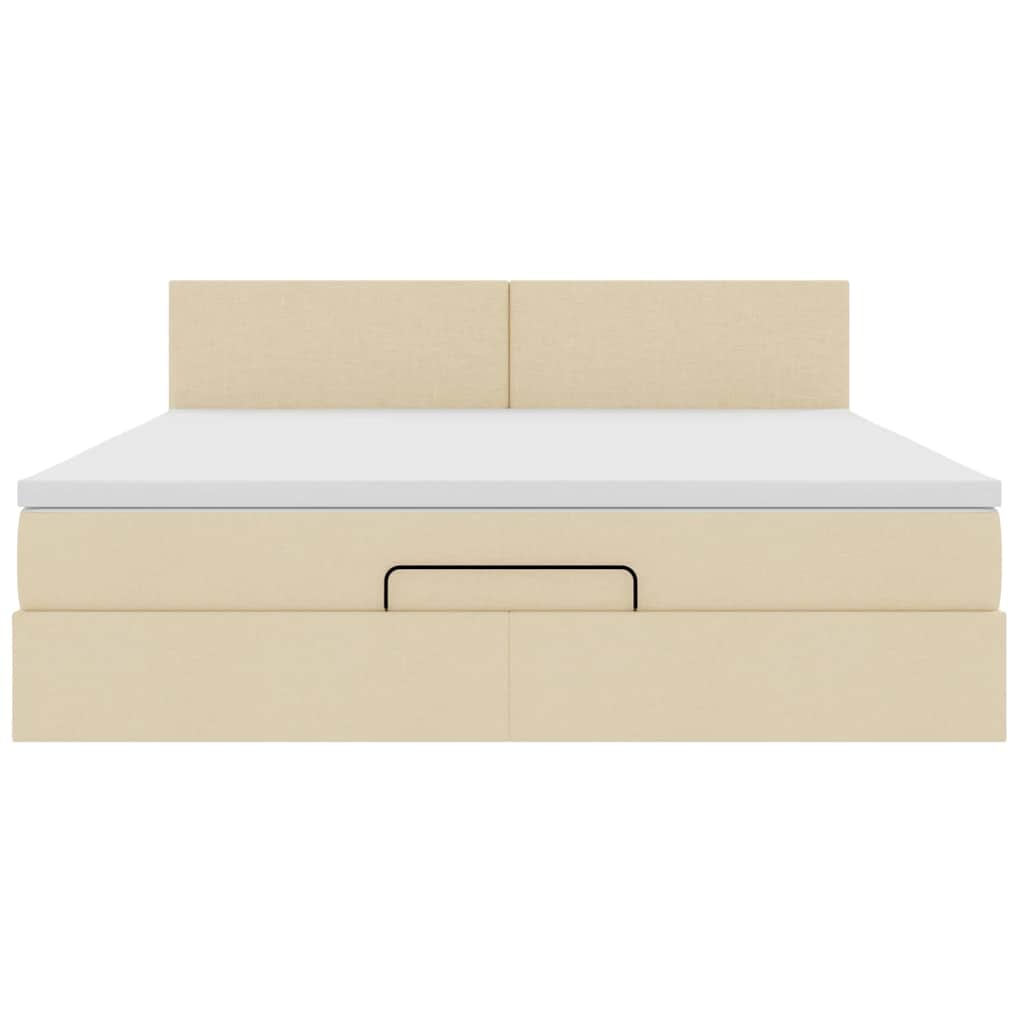 vidaXL Ottomane Bett mit Matratze & LEDs Creme 180x200 cm Stoff