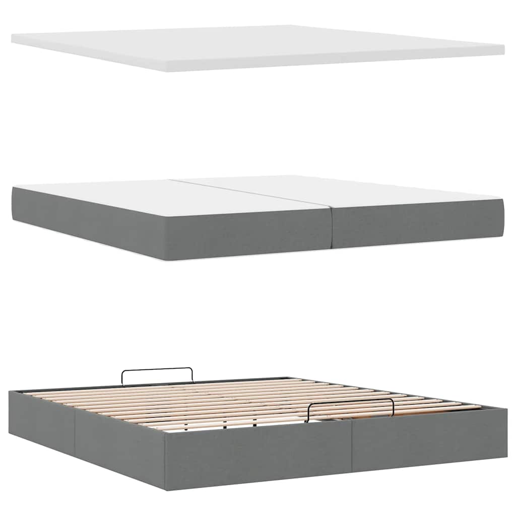vidaXL Ottoman-Bett mit Matratzen & LEDs Dunkelgrau 200x200 cm Stoff