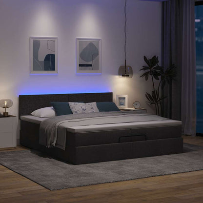 vidaXL Ottoman-Bett mit Matratzen & LEDs Schwarz 200x200 cm Stoff