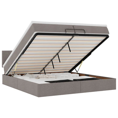 vidaXL Lit ottoman avec matelas et LED taupe 200x200 cm en tissu