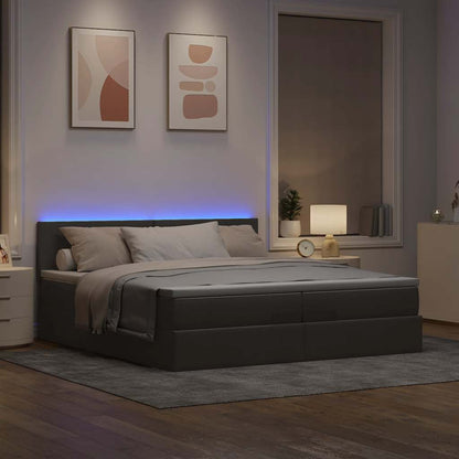 vidaXL Lit ottoman avec matelas et LED taupe 200x200 cm en tissu