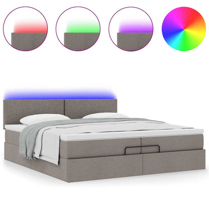 vidaXL Lit ottoman avec matelas et LED taupe 200x200 cm en tissu