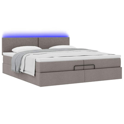vidaXL Lit ottoman avec matelas et LED taupe 200x200 cm en tissu