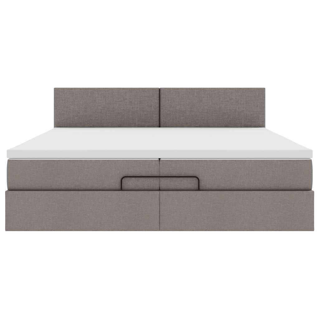 vidaXL Lit ottoman avec matelas et LED taupe 200x200 cm en tissu