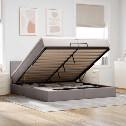 vidaXL Lit ottoman avec matelas et LED taupe 200x200 cm en tissu