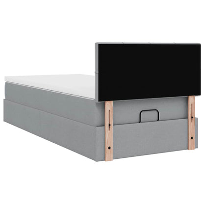 vidaXL Lit ottoman avec matelas et LED gris clair 80x200 cm tissu