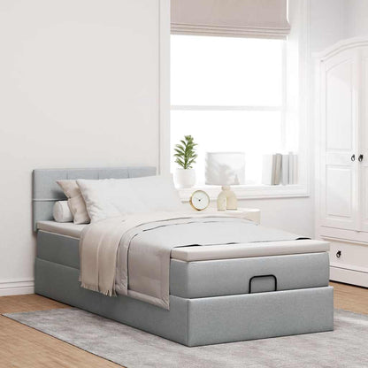 vidaXL Lit ottoman avec matelas et LED gris clair 80x200 cm tissu