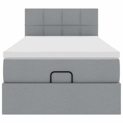 vidaXL Lit ottoman avec matelas et LED gris clair 80x200 cm tissu