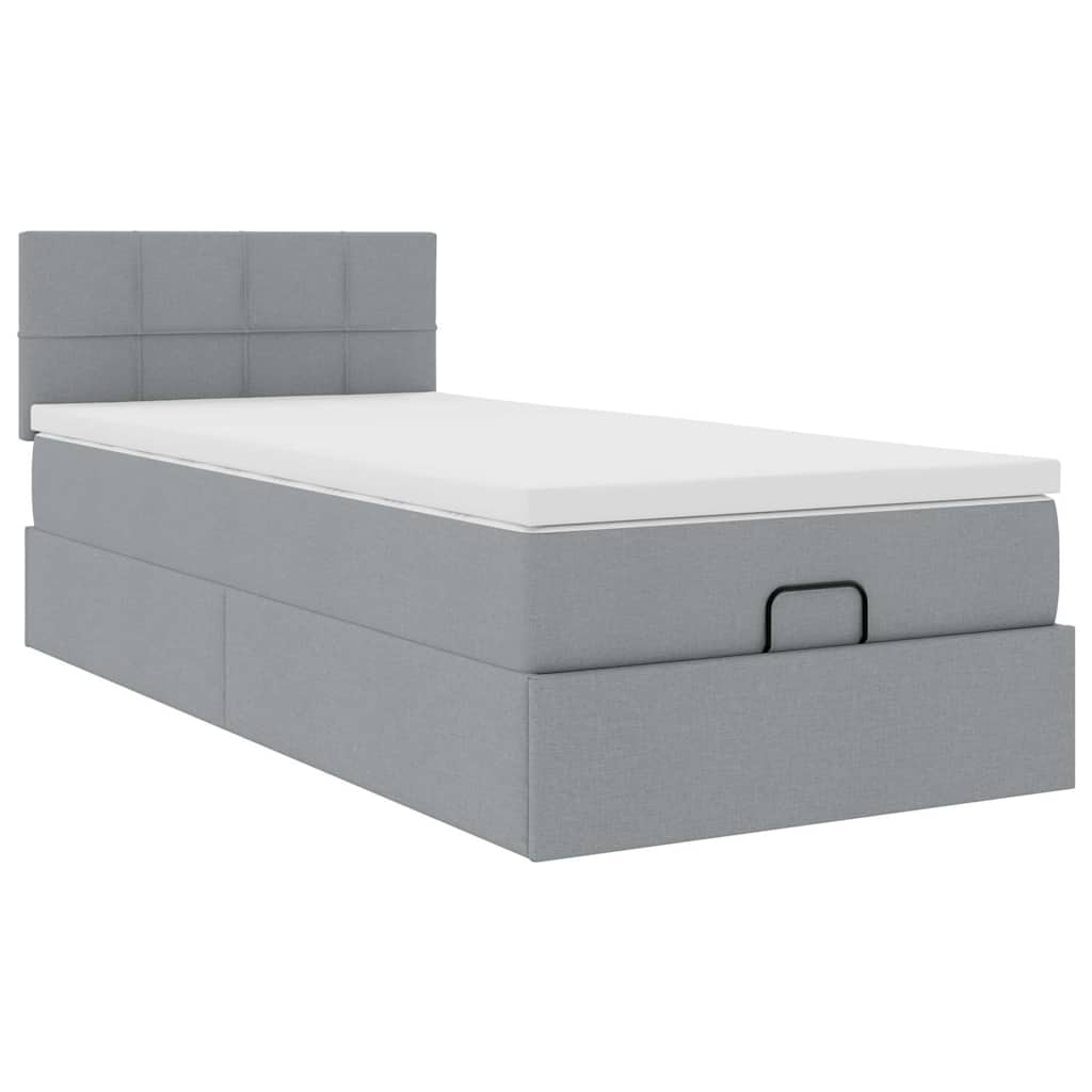 vidaXL Lit ottoman avec matelas et LED gris clair 80x200 cm tissu