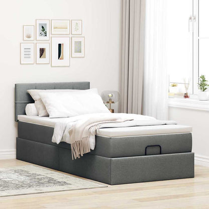 vidaXL Ottomane Bett mit Matratze & LEDs Dunkelgrau 80x200 cm Stoff