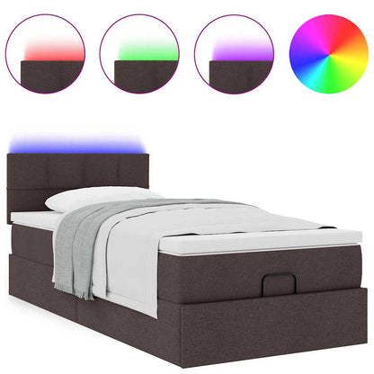 vidaXL Ottoman-Bett mit Matratze & LEDs Dunkelbraun 80x200 cm Stoff