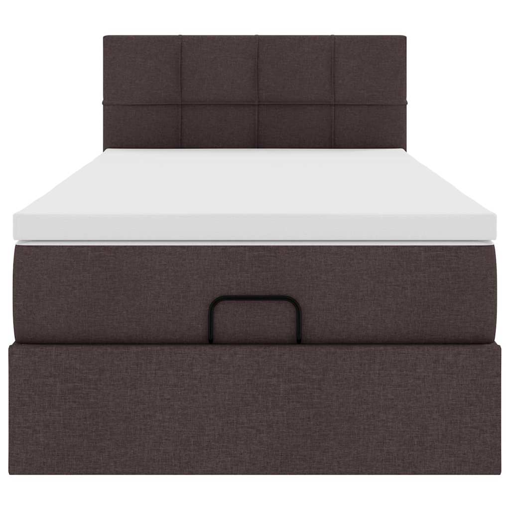 vidaXL Ottoman-Bett mit Matratze & LEDs Dunkelbraun 80x200 cm Stoff