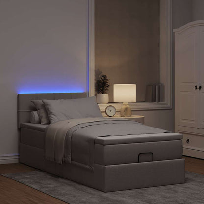 vidaXL Ottoman-Bett mit Matratze & LEDs Taupe 80x200 cm Stoff