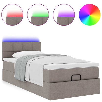 vidaXL Ottoman-Bett mit Matratze & LEDs Taupe 80x200 cm Stoff