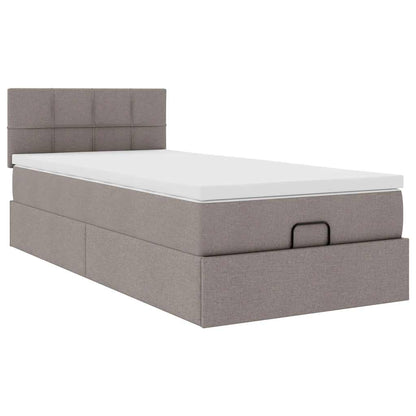 vidaXL Ottoman-Bett mit Matratze & LEDs Taupe 80x200 cm Stoff