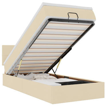 vidaXL Lit ottoman avec matelas et LED Crème 80x200 cm Tissu