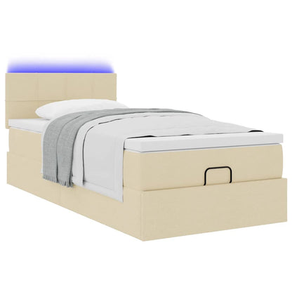 vidaXL Lit ottoman avec matelas et LED Crème 80x200 cm Tissu